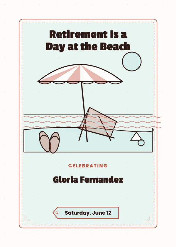 A Day at the Beach — Beach & Tropical retirement invitation