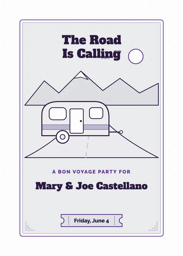 The Road Is Calling — Camping & RV retirement invitation