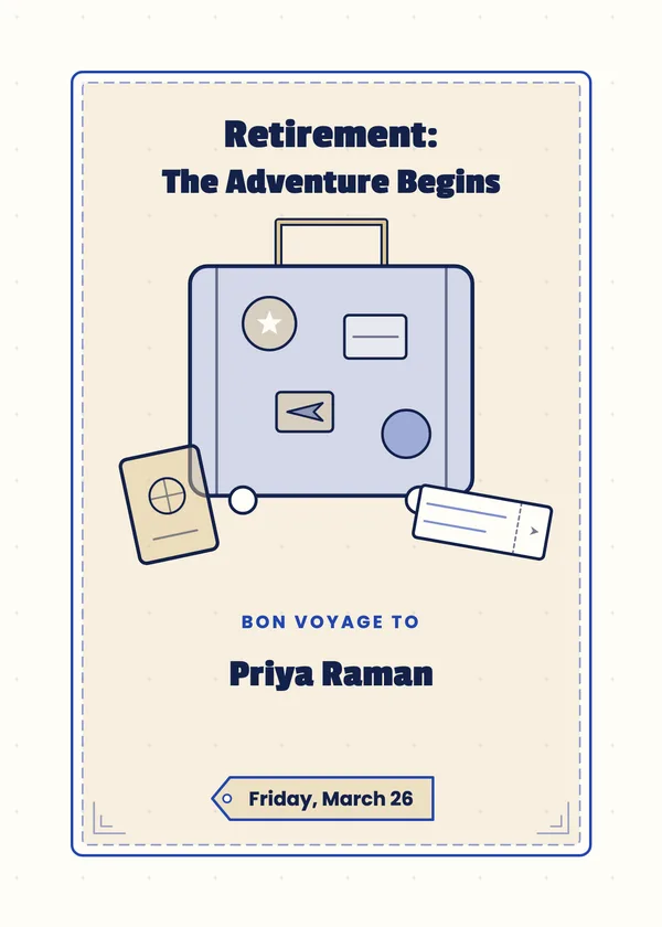 The Adventure Begins — Travel & Cruise retirement invitation