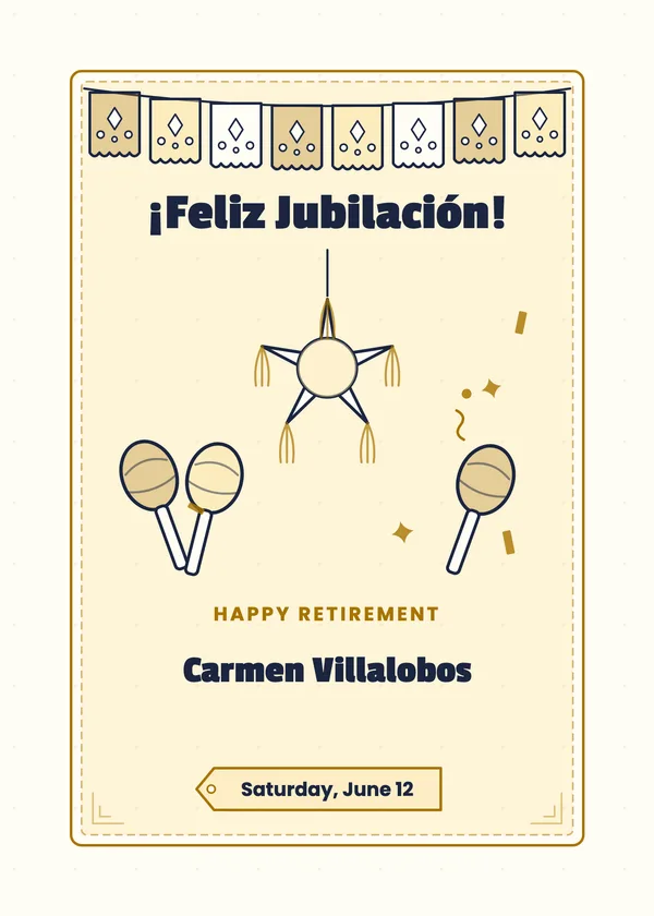 Feliz Jubilación — Fiesta retirement invitation