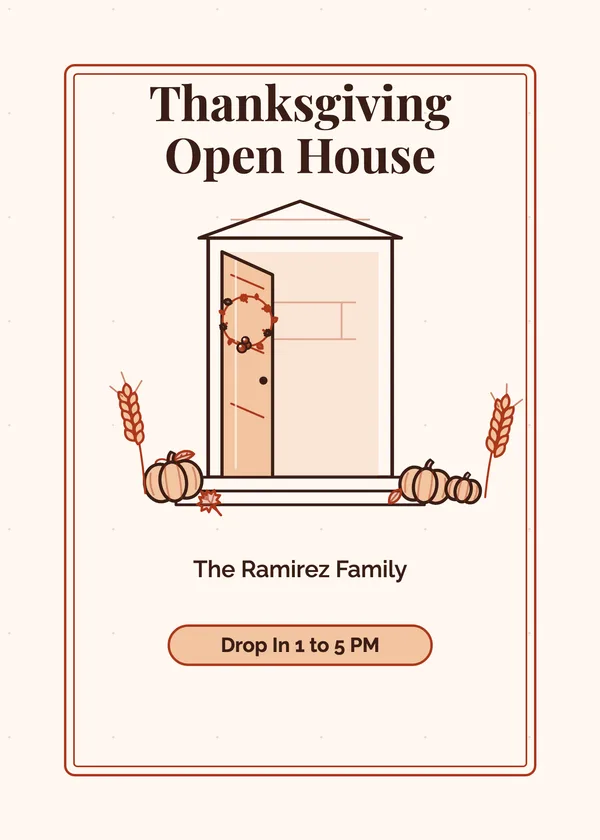 Open House — Family Reunion & Open House Thanksgiving invitation