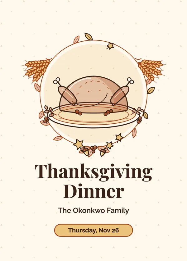 Classic Turkey — Classic Turkey Dinner Thanksgiving invitation