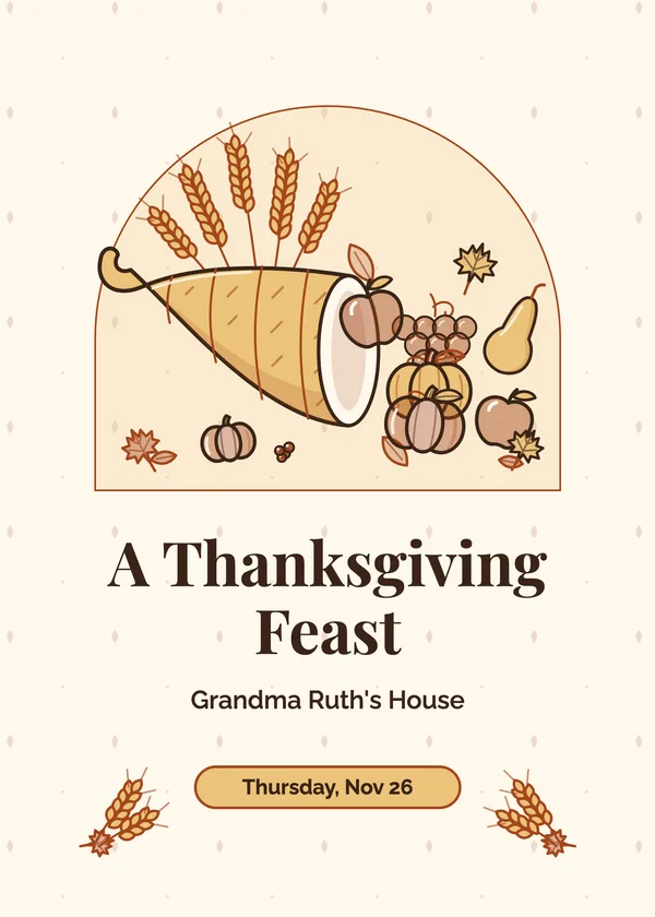 Cornucopia — Classic Turkey Dinner Thanksgiving invitation