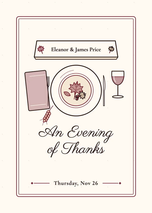 Place Setting — Elegant Harvest Table Thanksgiving invitation