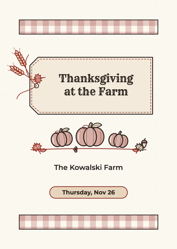 Buffalo Check — Rustic Farmhouse Thanksgiving invitation