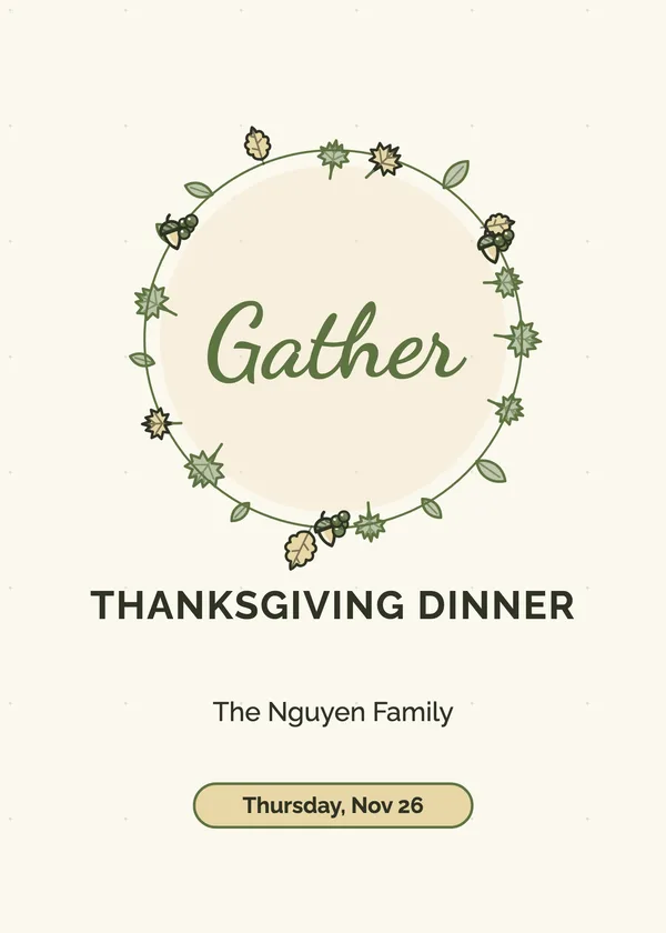 Gather Wreath — Gather & Give Thanks Thanksgiving invitation
