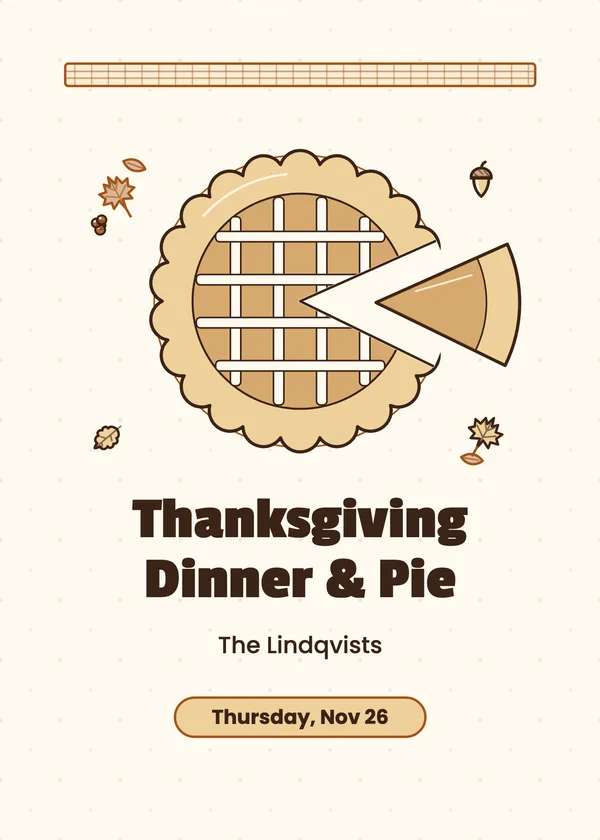 Lattice Pie — Pumpkin & Pie Thanksgiving invitation