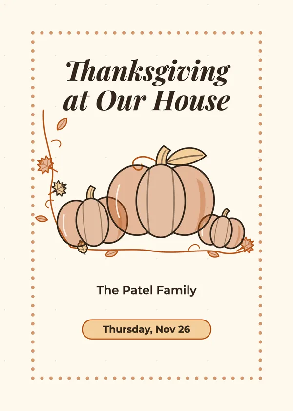 Three Pumpkins — Pumpkin & Pie Thanksgiving invitation