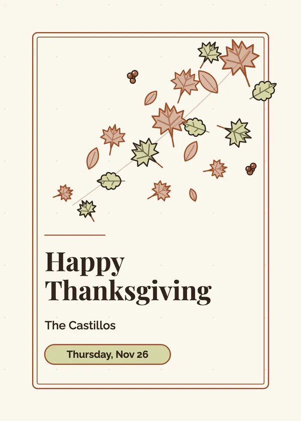 Falling Leaves — Autumn Leaves & Wreath Thanksgiving invitation