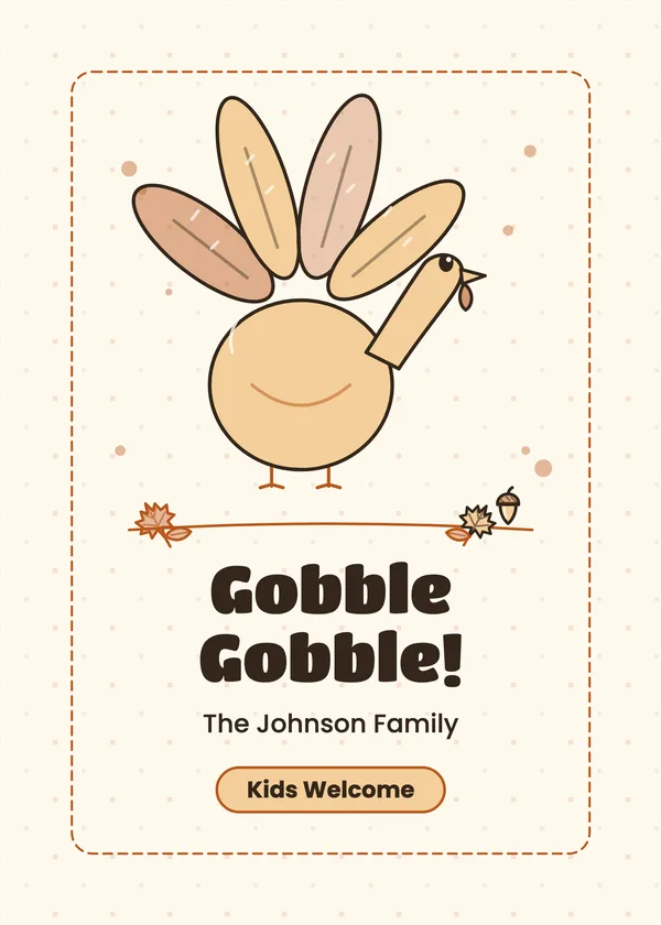 Handprint Turkey — Kids' Table Thanksgiving invitation