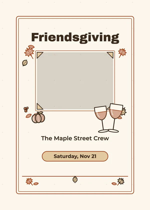 Friendsgiving Photo — Friendsgiving Thanksgiving invitation with a photo window