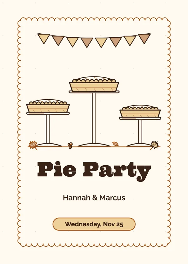 Three Pies — Pie Party Thanksgiving invitation