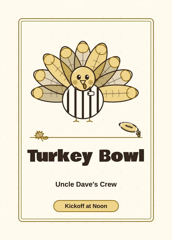 Referee Turkey — Football & Turkey Thanksgiving invitation