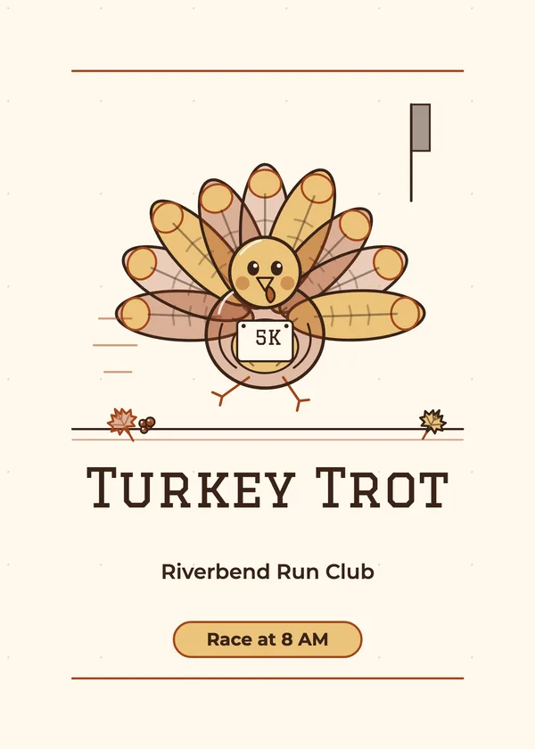 Running Turkey — Turkey Trot Thanksgiving invitation