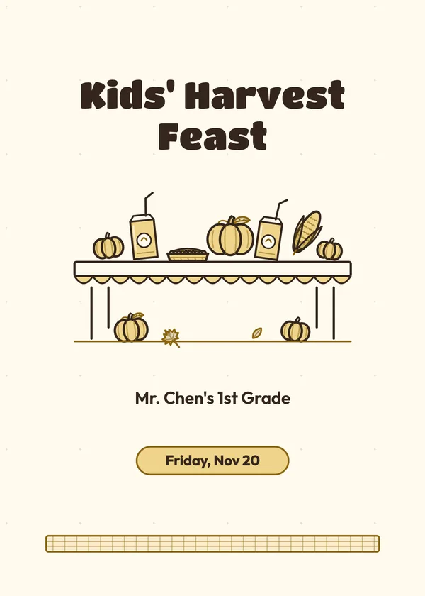 Kids' Feast Table — Classroom & Preschool Feast Thanksgiving invitation
