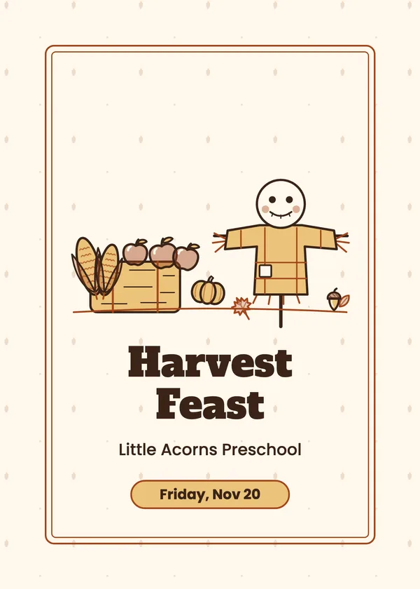 Harvest Scene — Classroom & Preschool Feast Thanksgiving invitation