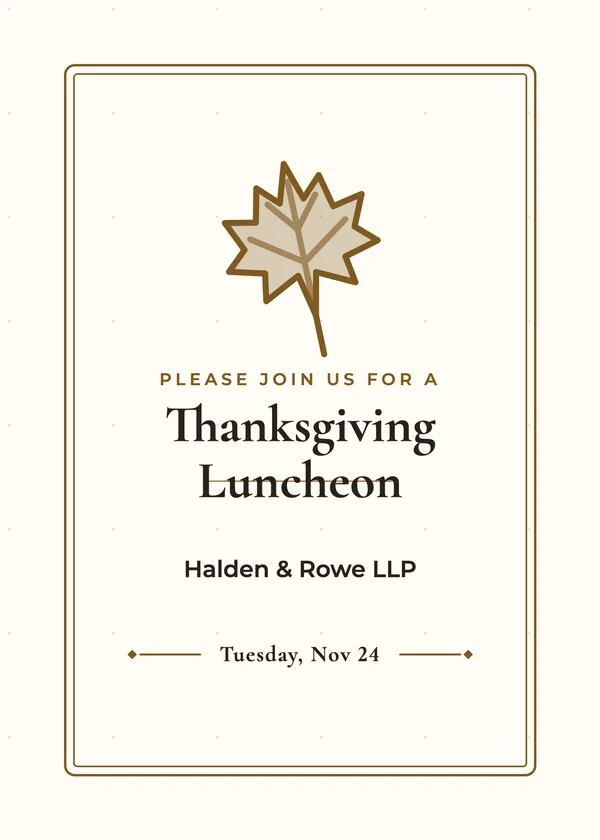 Single Leaf — Office Thanksgiving Luncheon Thanksgiving invitation