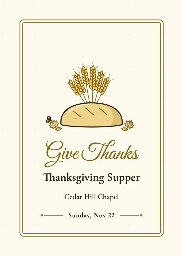 Bread & Wheat — Church Thanksgiving Dinner Thanksgiving invitation