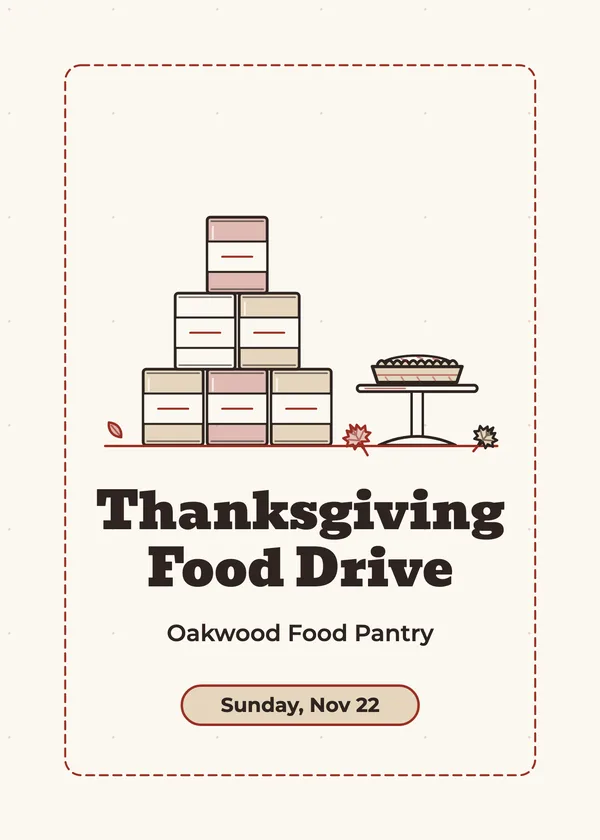 Food Drive — Community Dinner & Food Drive Thanksgiving invitation