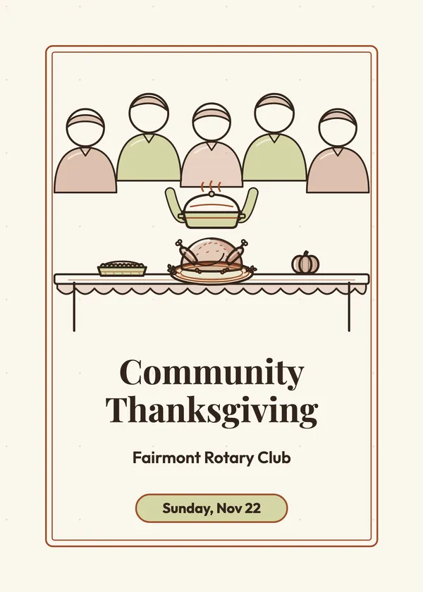 Many Hands — Community Dinner & Food Drive Thanksgiving invitation