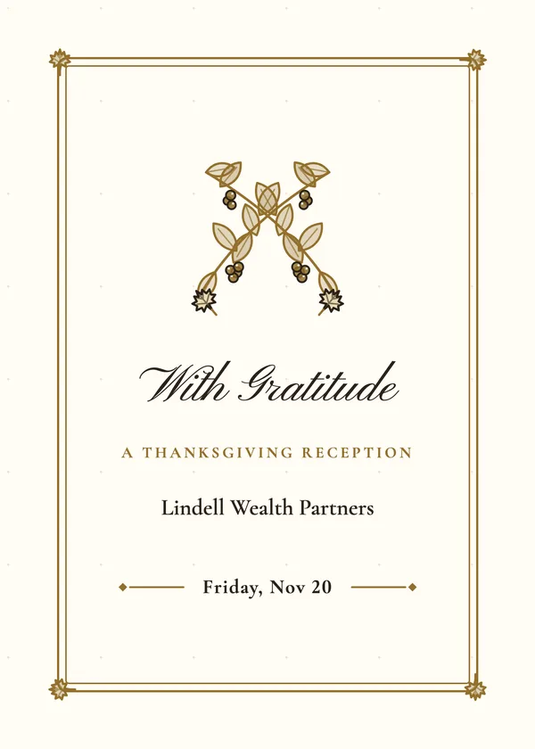With Gratitude — Client Appreciation Thanksgiving invitation