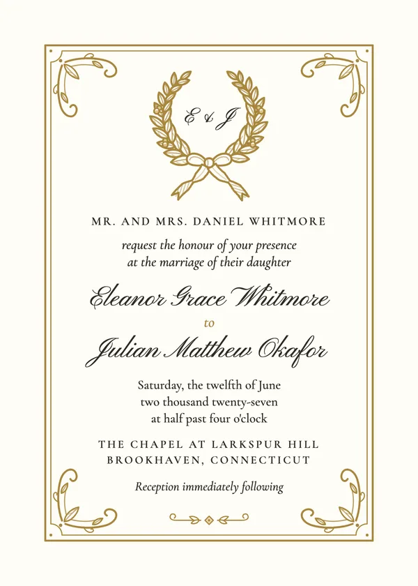 Engraved Crest — classic & formal wedding invitation