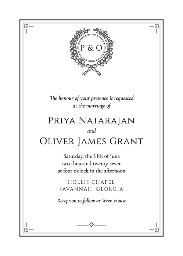 Double Rule Crest — Engraved & Crest wedding invitation