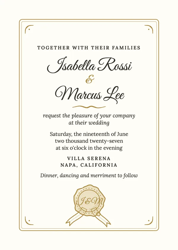 Seal Script — Calligraphy Script wedding invitation