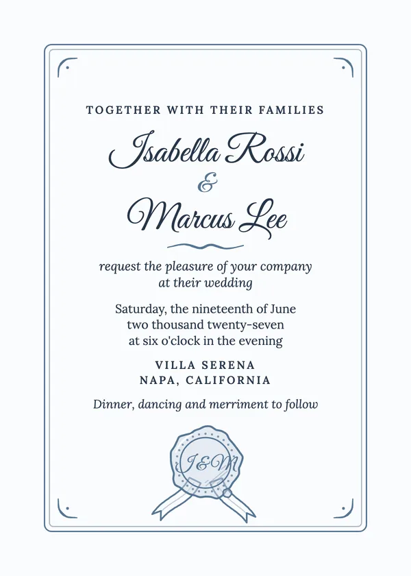 Seal Script — Calligraphy Script wedding invitation