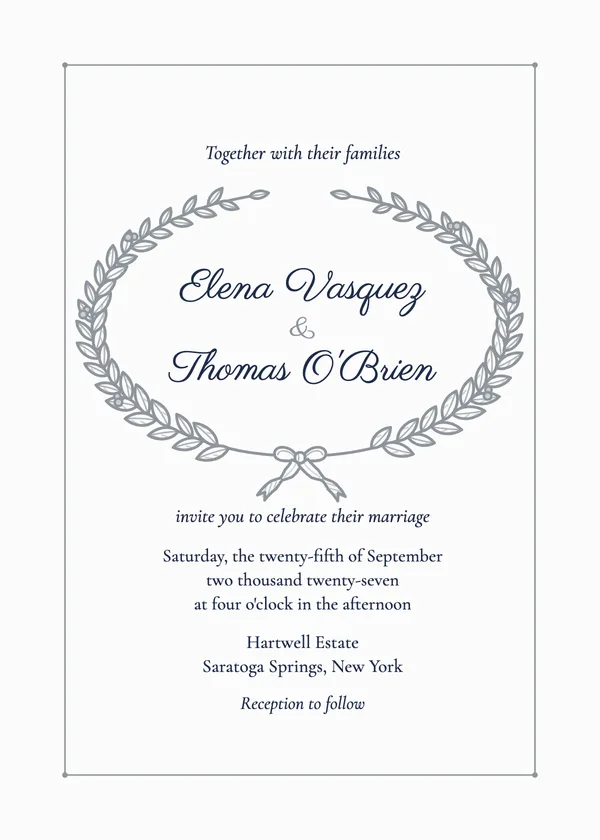 Laurel Wreath — Ivory & Gold Laurel wedding invitation