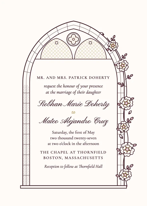 Tracery Window — Chapel & Cathedral wedding invitation