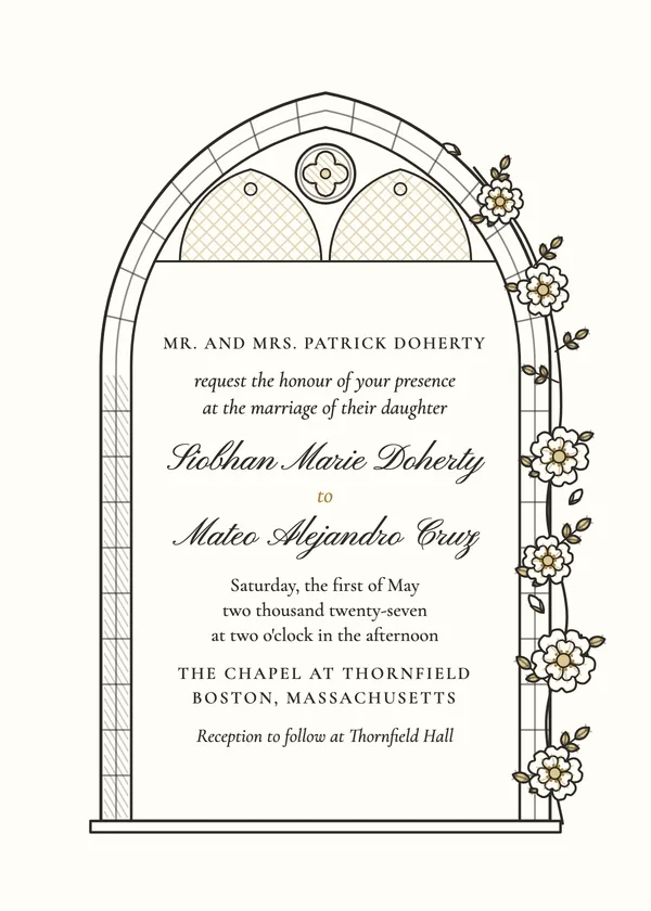 Tracery Window — Chapel & Cathedral wedding invitation