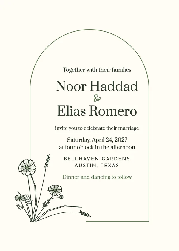 Arch Botanical — Arch wedding invitation