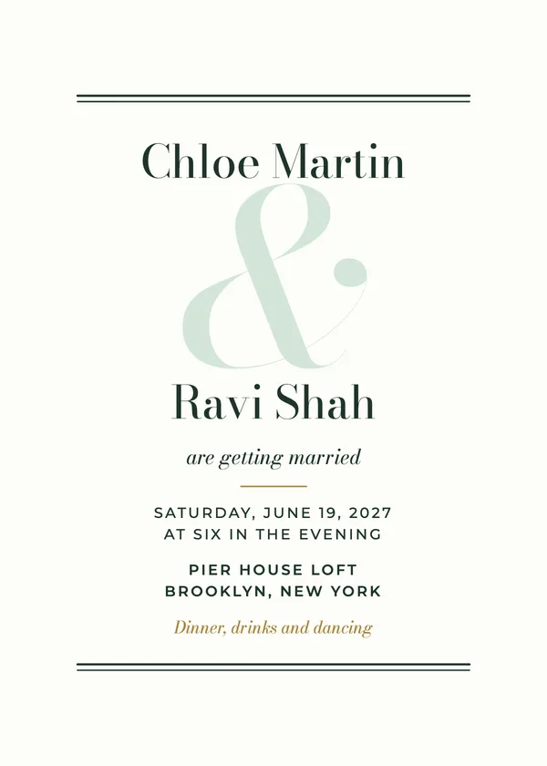 Editorial Ampersand — Editorial wedding invitation