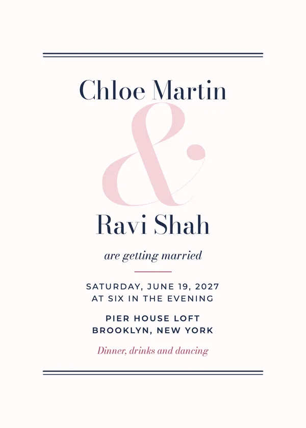 Editorial Ampersand — Editorial wedding invitation