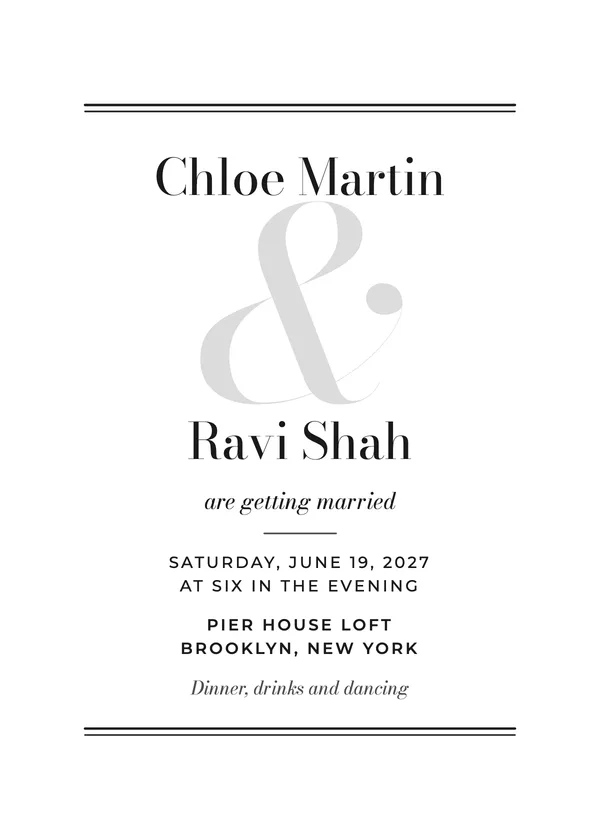 Editorial Ampersand — Editorial wedding invitation