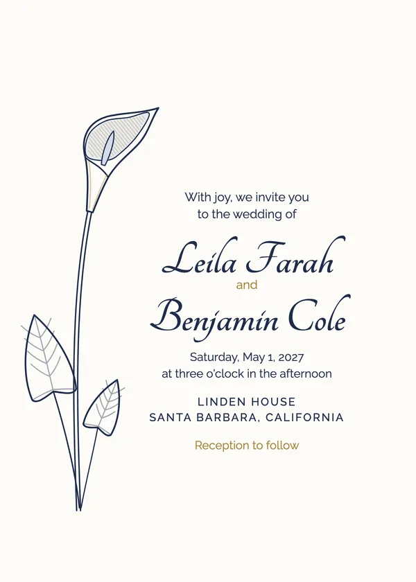 Calla Line — Line Botanical wedding invitation