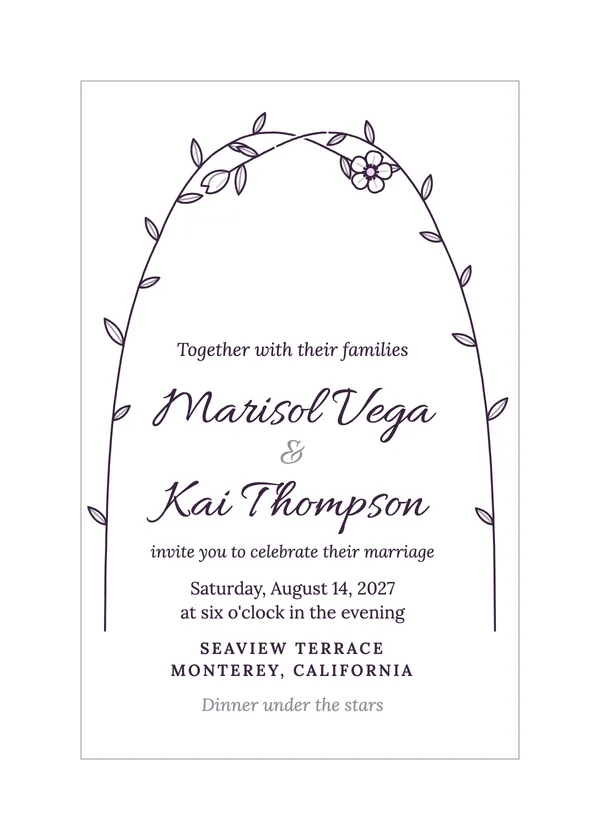 Entwined Stems — Line Botanical wedding invitation