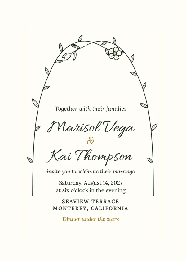 Entwined Stems — Line Botanical wedding invitation