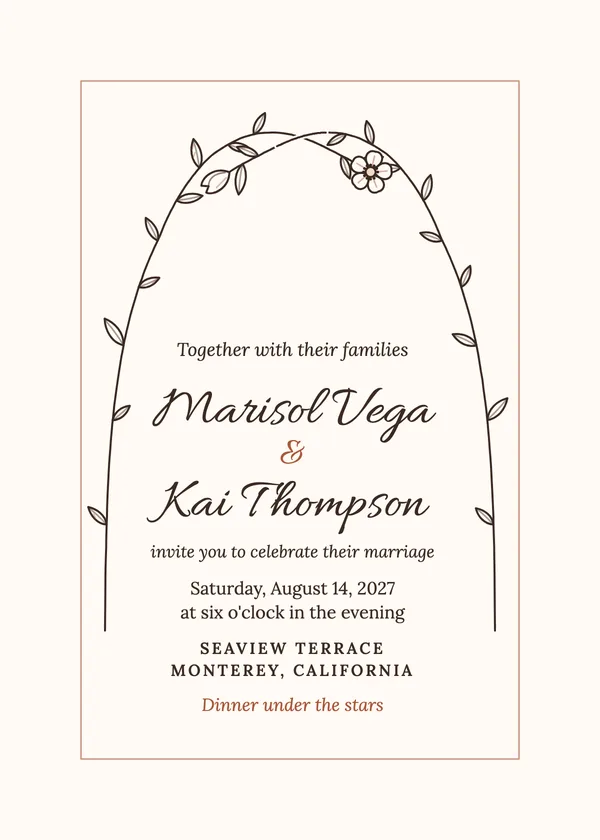 Entwined Stems — Line Botanical wedding invitation