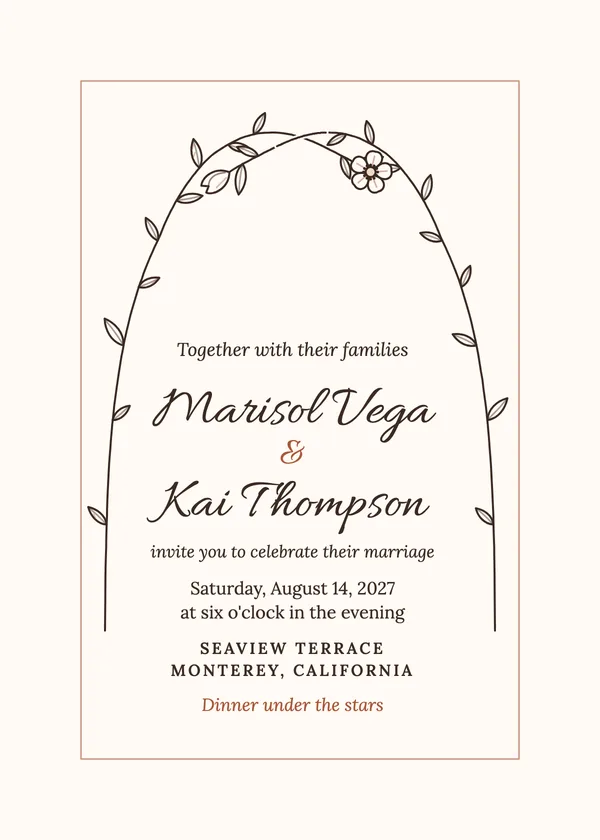 Entwined Stems — Line Botanical wedding invitation