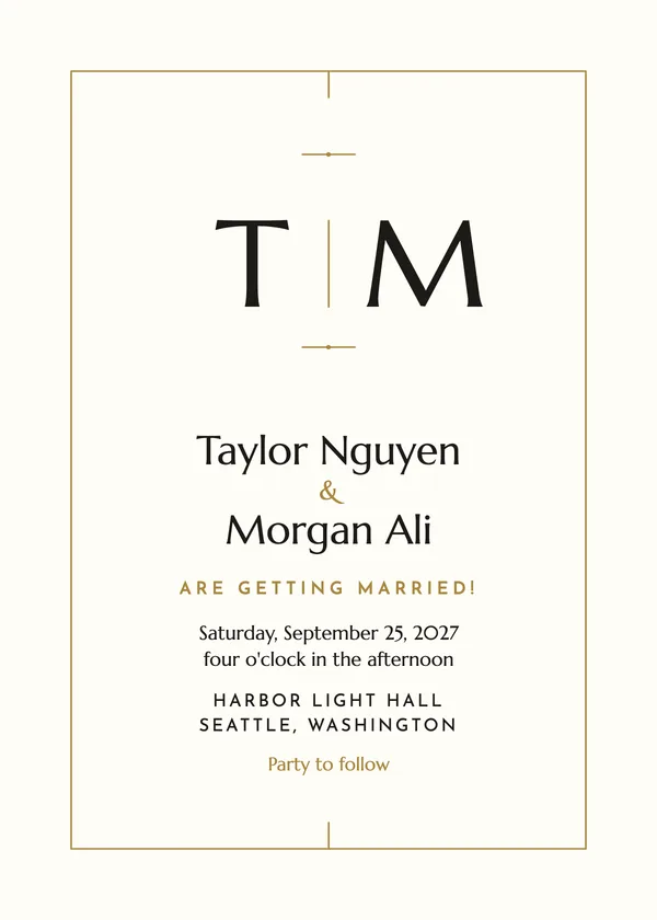 Stacked Initials — Minimal Monogram wedding invitation