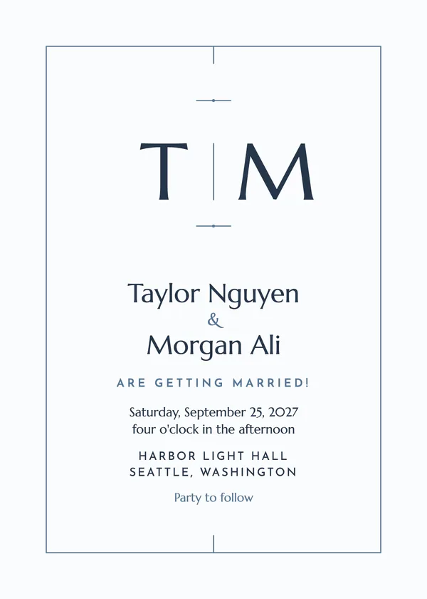 Stacked Initials — Minimal Monogram wedding invitation