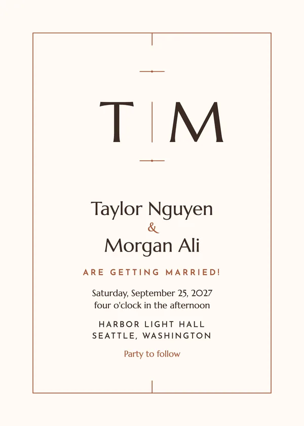 Stacked Initials — Minimal Monogram wedding invitation