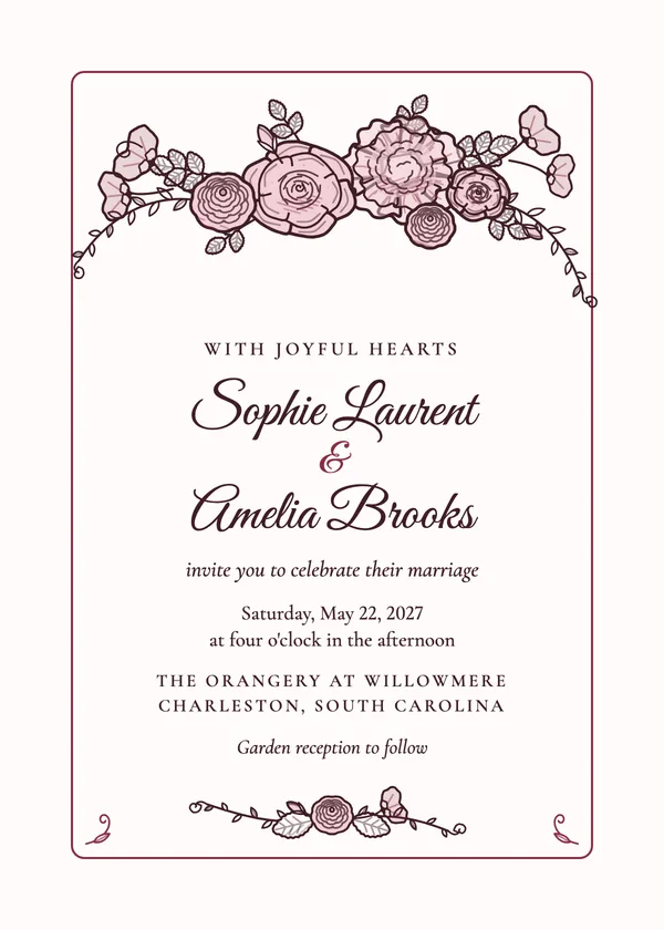 Garden Rose — Garden Rose & Peony wedding invitation
