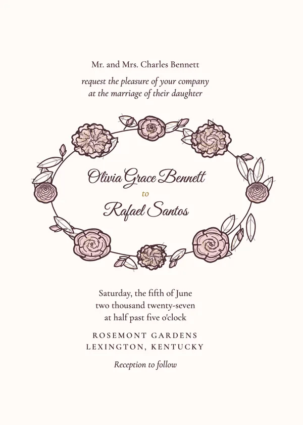 Peony Wreath — Garden Rose & Peony wedding invitation