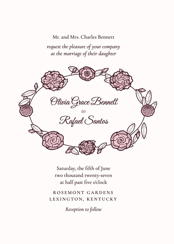 Peony Wreath — Garden Rose & Peony wedding invitation
