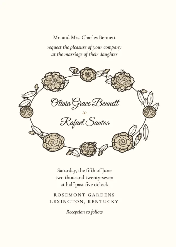 Peony Wreath — Garden Rose & Peony wedding invitation