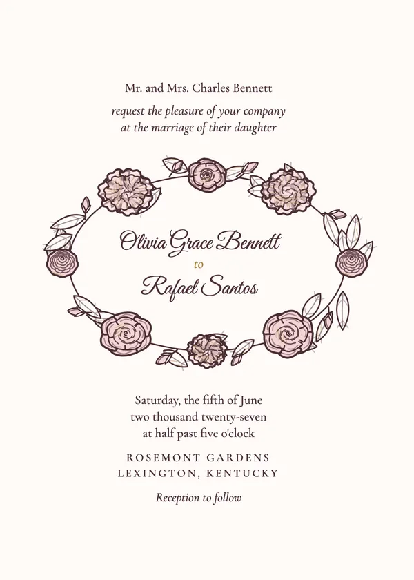 Peony Wreath — Garden Rose & Peony wedding invitation