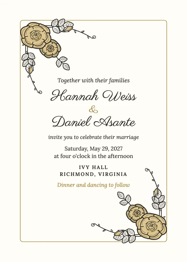 Rose Corners — Garden Rose & Peony wedding invitation